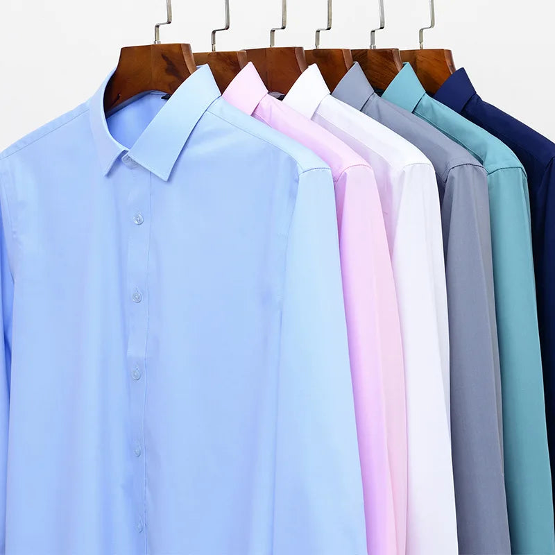 Chemise Homme Fibre de Bambou Stretch Manches Longues Anti-Froissé Sans Repassage Slim Business Casual Bureau Blanche Éco-Premium – Chemise Bambou Premium Stretch Anti-Froissé Sans Repassage Slim Business Blanche | Mode Homme Business Éco-Premium