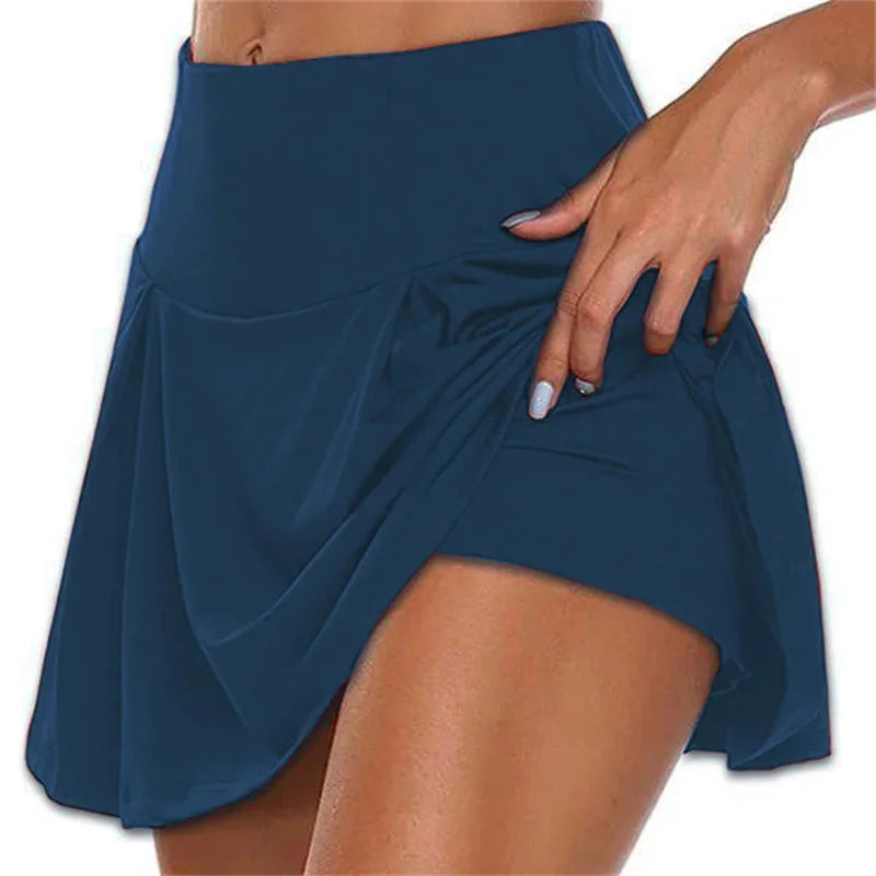 Jupe de Sport Femme 2-en-1 Séchage Rapide – Couleur Unie Tendance | Running, Yoga & Fitness Été | Outdoor Respirant