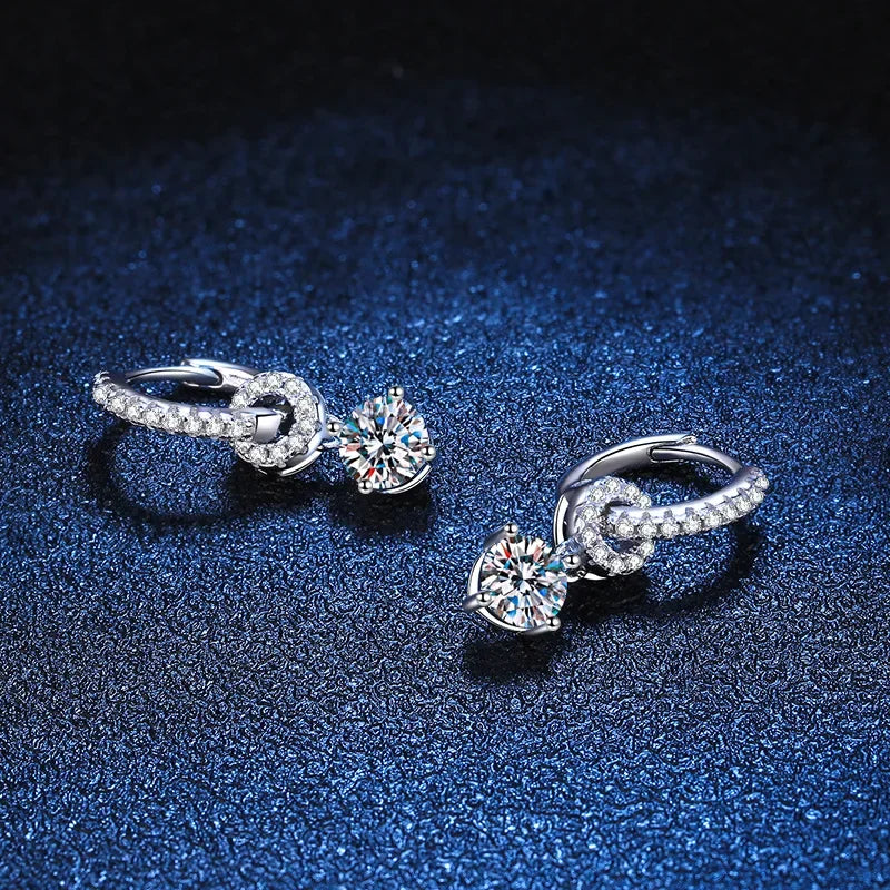 Boucles d'Oreilles Pendantes Moissanite Argent 925 — Bijou Luxe Mariage Anniversaire