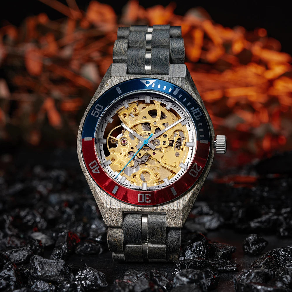 Montre Homme BOBO BIRD Bois Mécanique Luxe – Grand Cadran Top Brand Naturel Unique