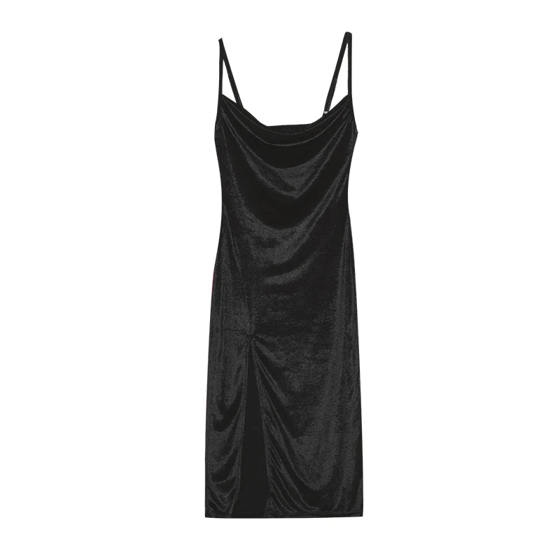 Robe Maxi Velours Sans Manches Fente Sexy - Style Y2K Élégant Soirée & Streetwear Femme