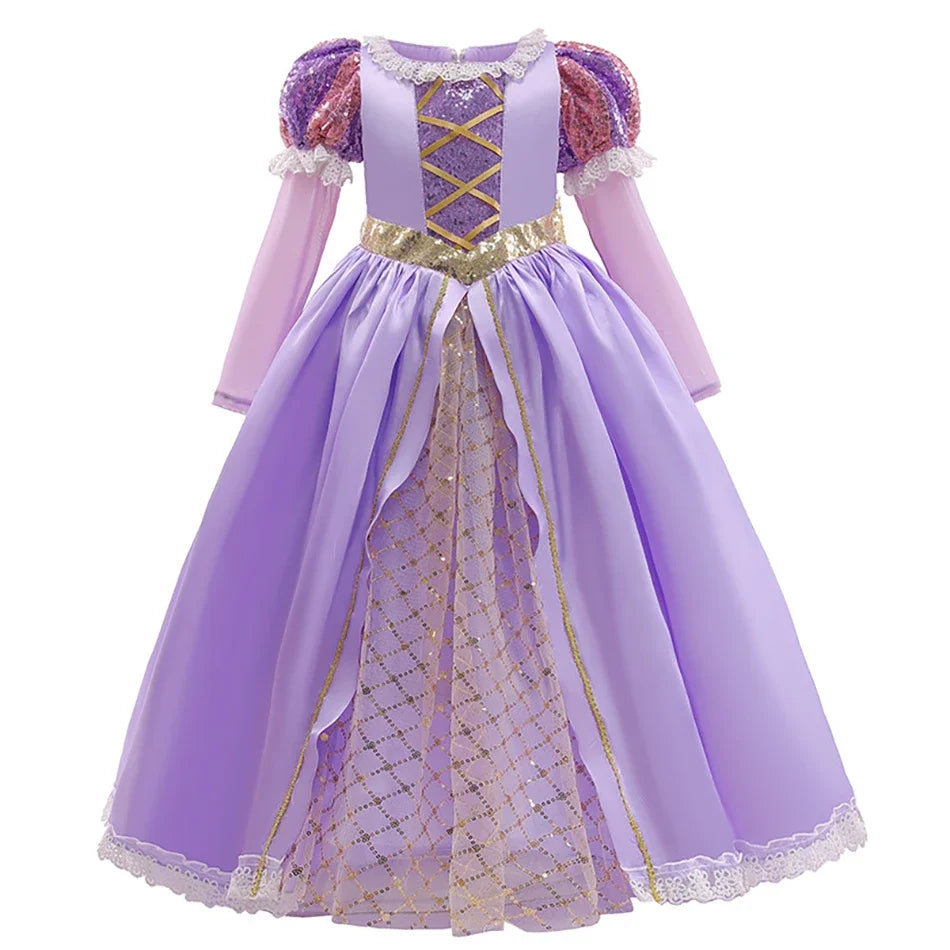 Robe Princesse Fille Déguisement Elsa Anna Ariel – Costume Carnaval Halloween Fête Cosplay Enfant