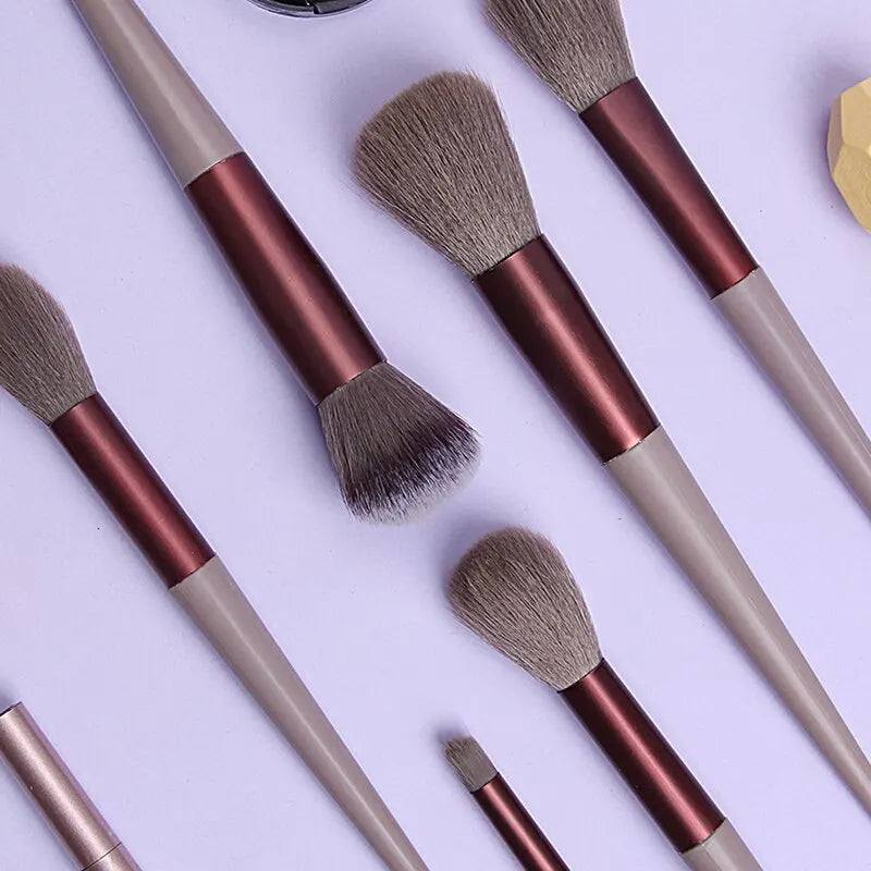 Set 13 Pinceaux Maquillage Femme – Fards, Fond de Teint & Blush | Poils Doux Cosmétiques