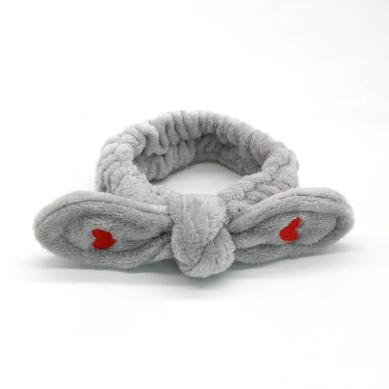 Bandeau Maquillage Oreilles de Lapin Coral Fleece – Élastique Doux | Soin Visage & Coiffure Fille