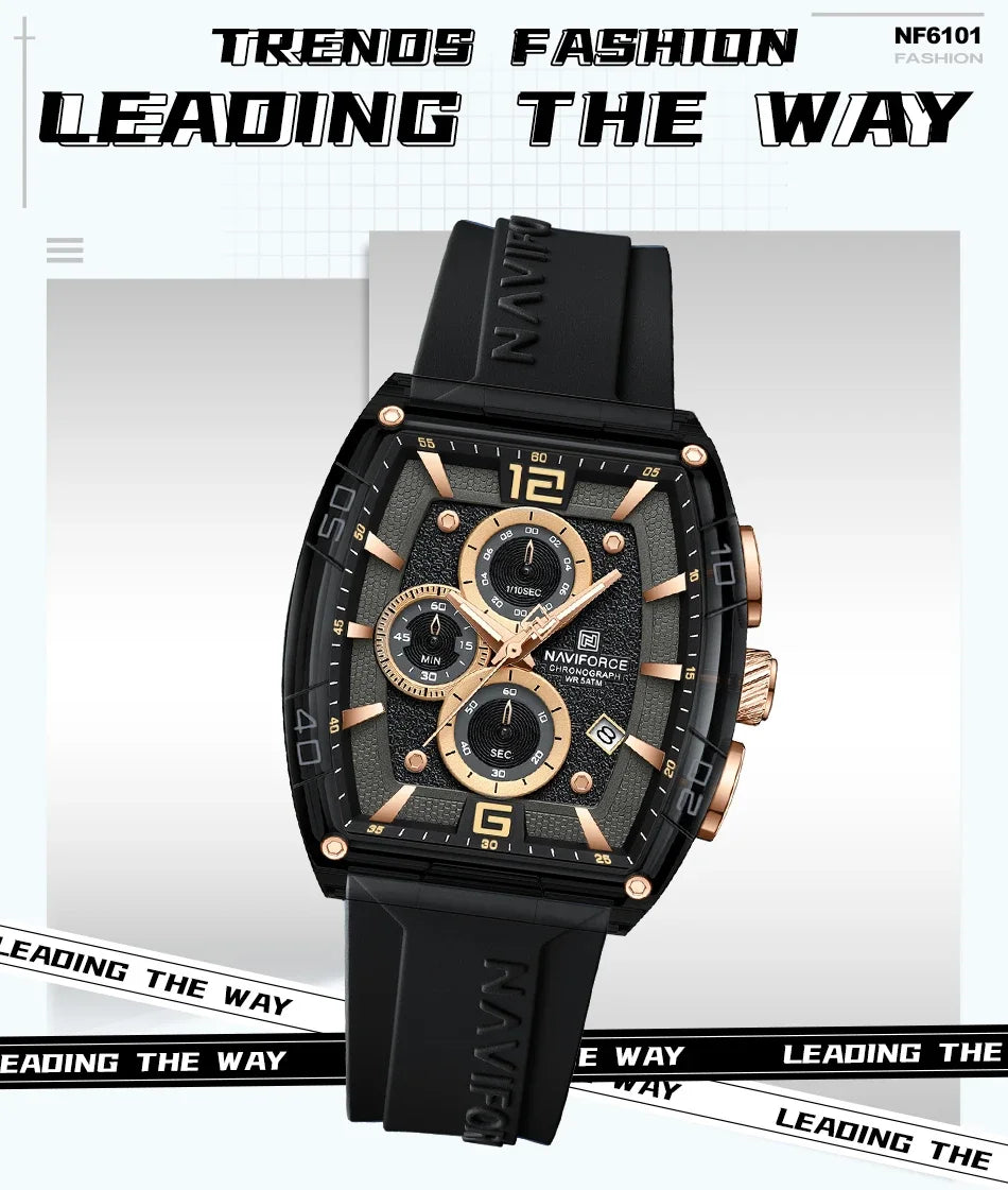Montre Homme NAVIFORCE 2025 Militaire Sport Quartz – Étanche 50M Silicone Date Haute Qualité