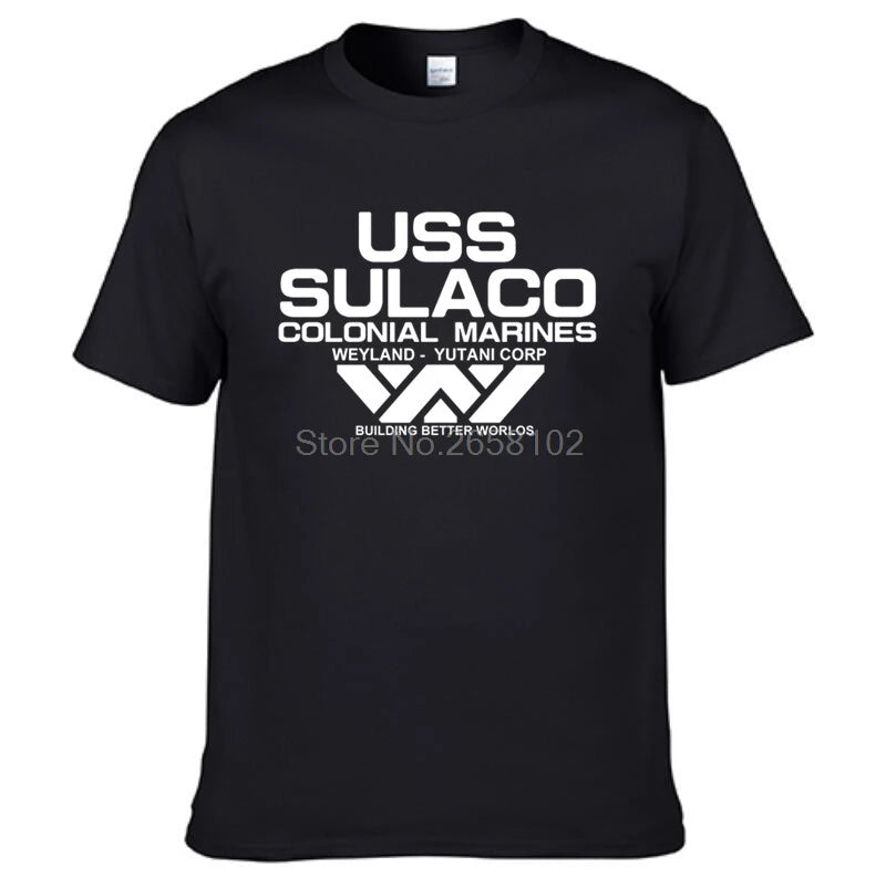 T-Shirt Homme Alien USCSS Nostromo USS Sulaco Marines Coloniaux Manches Courtes Coton Col Rond – Fan Art Sci-Fi Culte | Mode Homme Streetwear