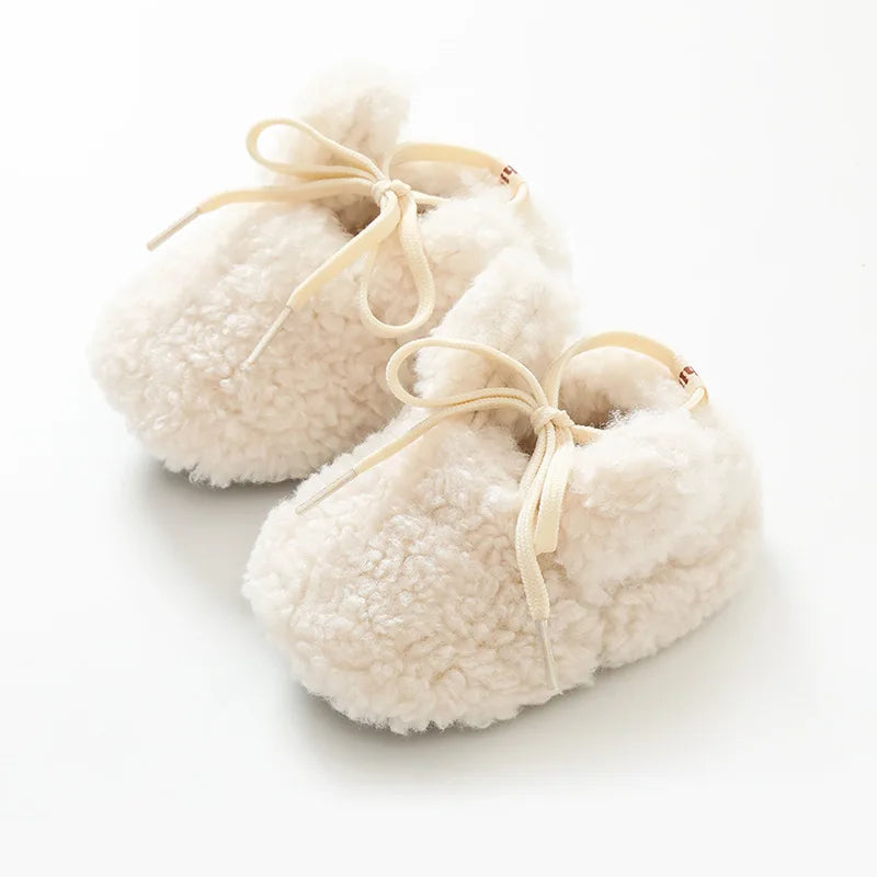 Chaussons Bébé Hiver Unisexe – Bottines Douces Cachemire Agneau Antidérapantes Chauds Nouveau-Né Toddler