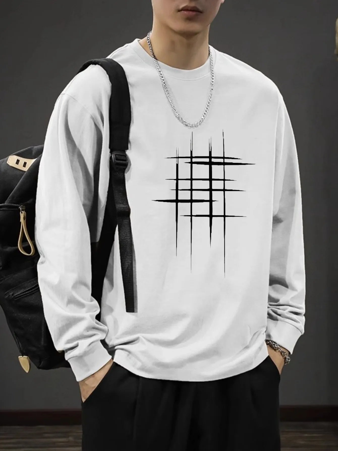 T-Shirt Homme Oversize Manches Longues Croix d'Épines Dark Hip-Hop Y2K Gothic Streetwear Été Tendance – Tee Graphique Dark Aesthetic Unisexe | Mode Streetwear Premium