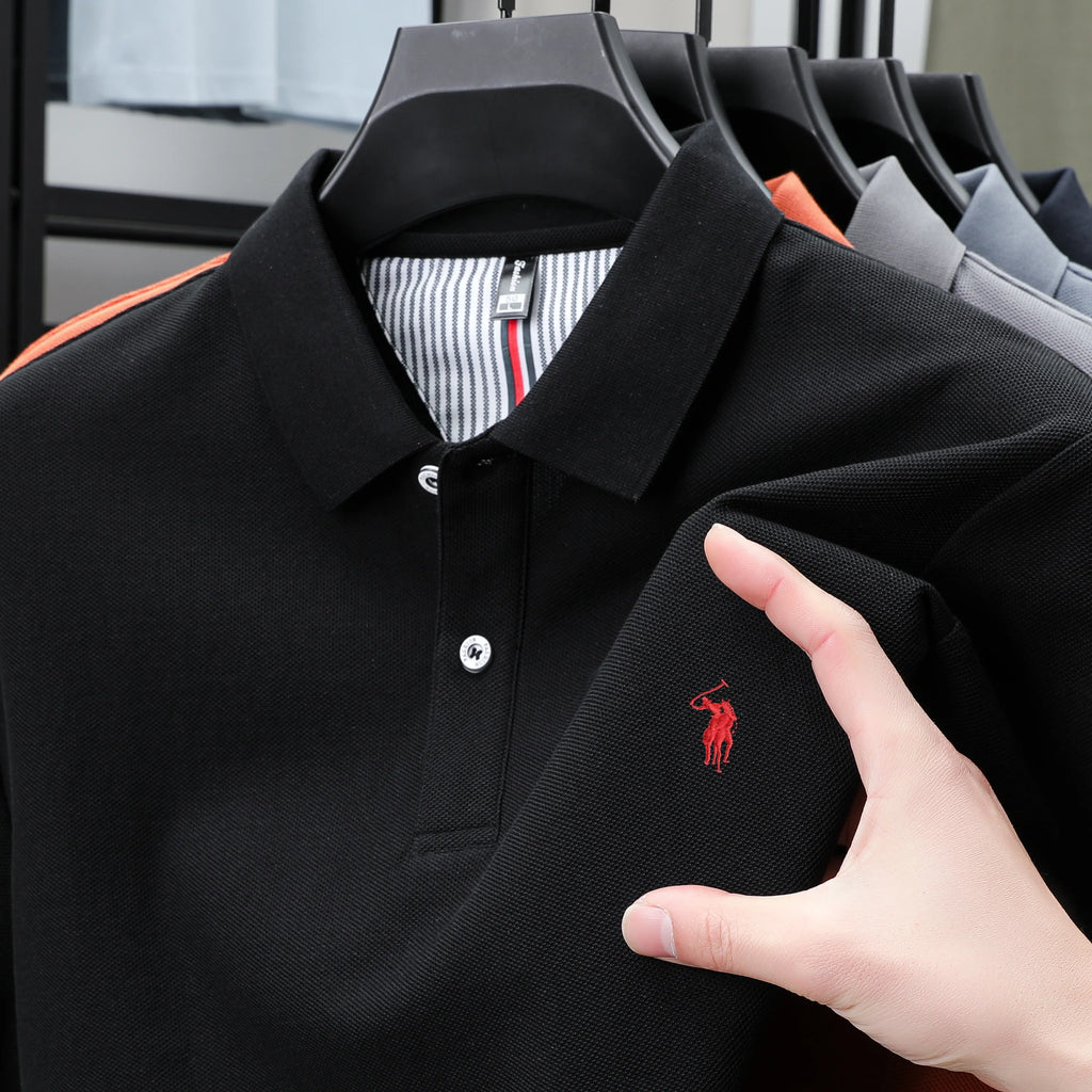 Polo Homme 100% Coton Pur Broderie 3D Manches Courtes Été Fashion Confortable Élégant | Polo Coton Broderie 3D Premium