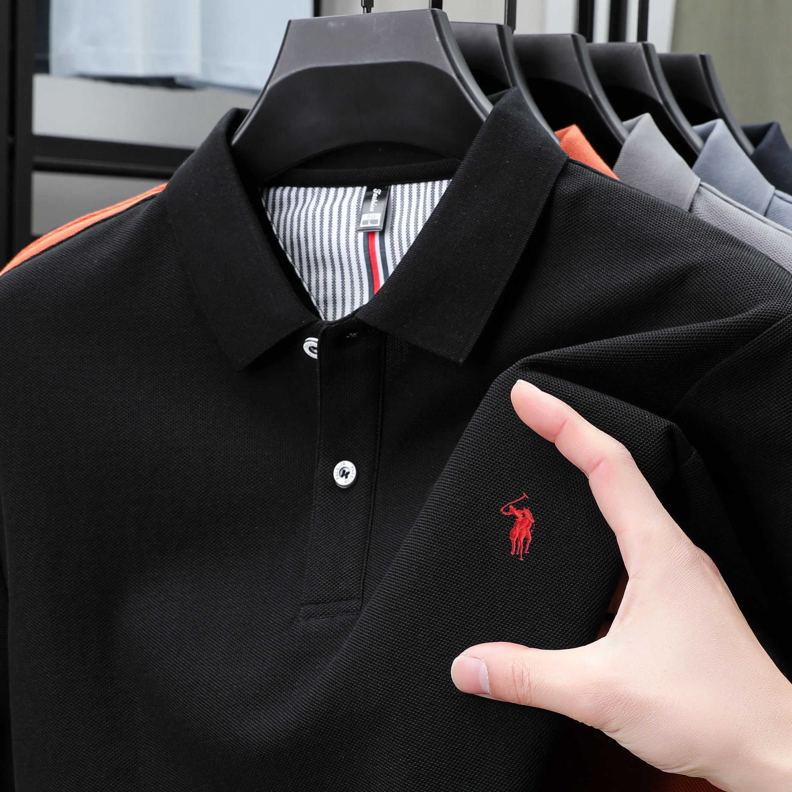 Polo Homme 100% Coton Pur Broderie 3D Manches Courtes Été Fashion Confortable Élégant | Polo Coton Broderie 3D Premium