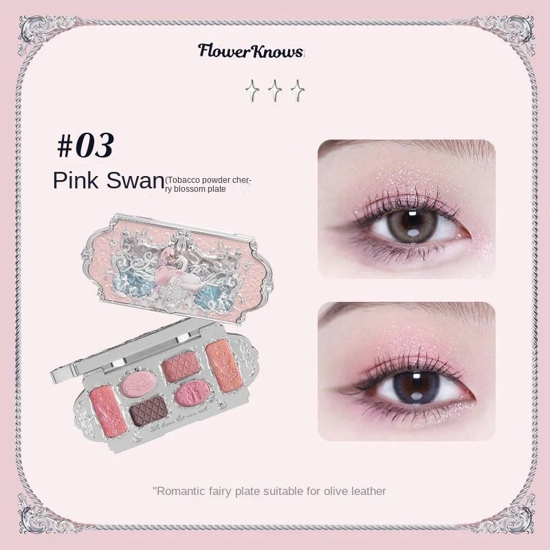 Palette Fards à Paupières Flower Knows Swan Ballet – 6 Teintes Mat, Shimmer & Nacré | Glitter