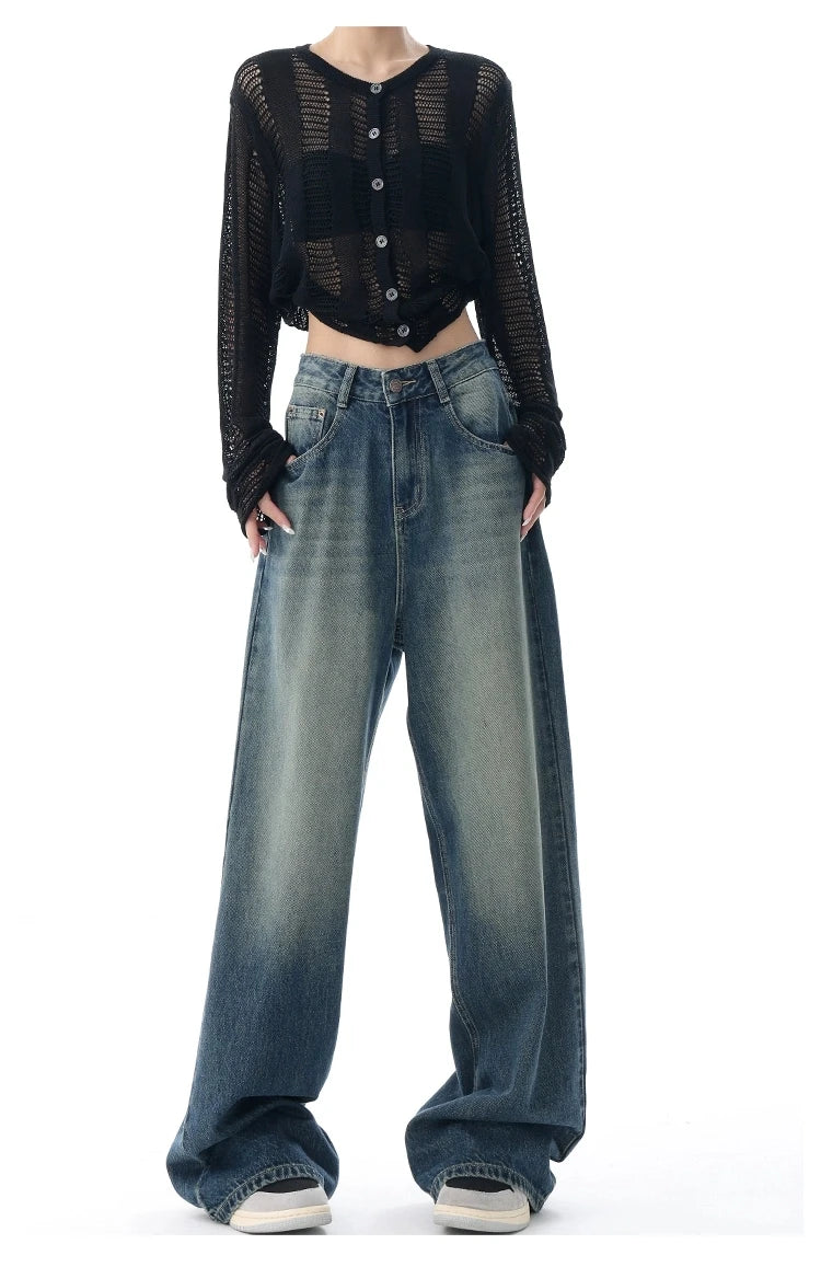 Jean Baggy Femme Taille Haute Boutons Vintage Style Américain Slim Casual Automne – Duomofu | Jean Chic Décontracté Mode