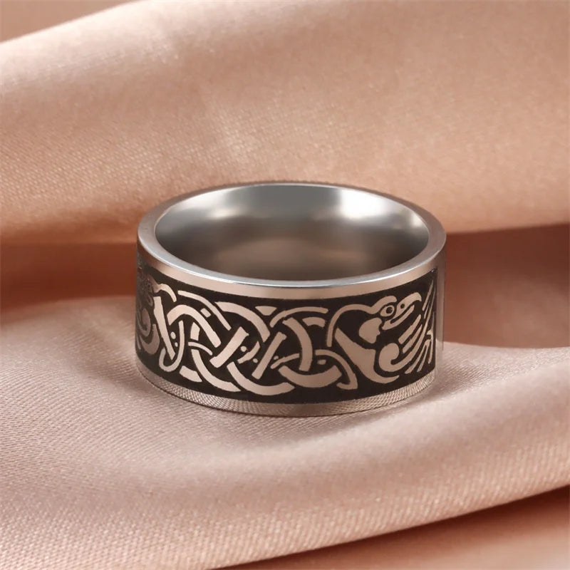 Bague Punk Acier Inoxydable Arbre de Vie Viking – Bague Couple Goth & Nordique | Bijou Homme & Femme | Cadeau Anniversaire & Fête Tendance