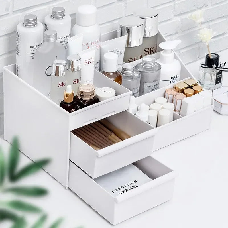Boîte Rangement Maquillage Rose Tiroir Plastique – Étagère Bureau & Coiffeuse | Organisateur Cosmétiques Desktop