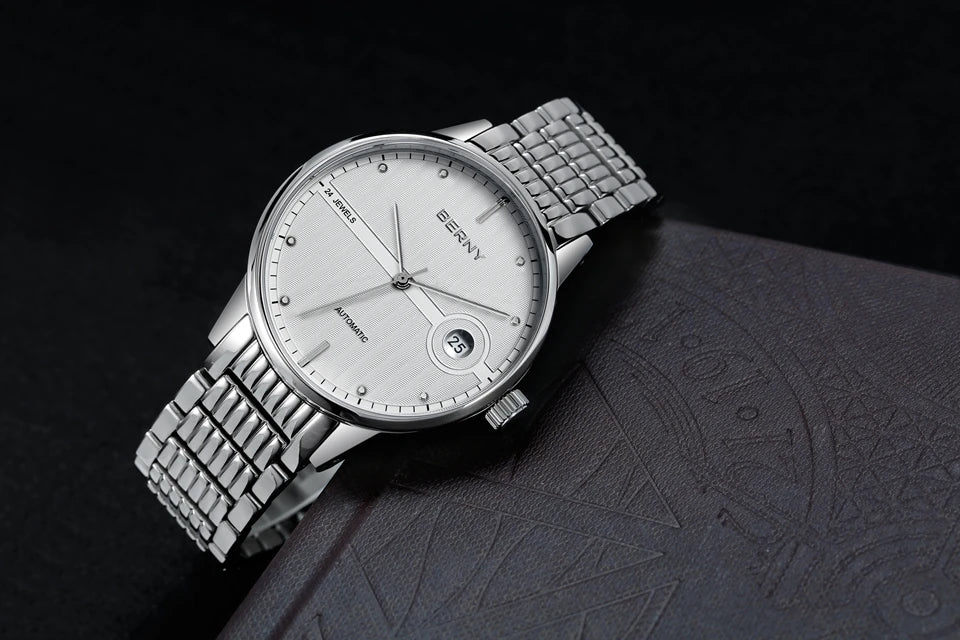 Montre Mécanique Automatique Luxe BERNY Couple Saphir Acier Miyota 9015 5ATM – Homme & Femme