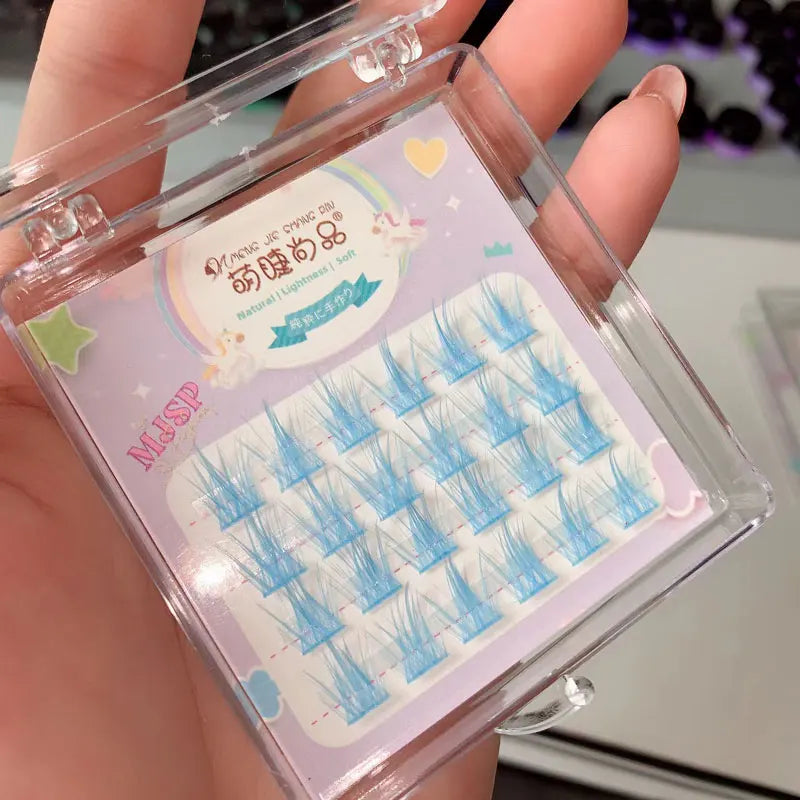 Clusters Cils Colorés Manga Rose Blanc Bleu Violet – Faux Cils Naturels Longs Faux Bouquets | Maquillage Wholesale