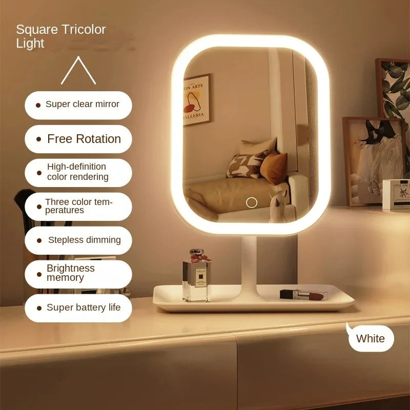 Miroir Maquillage LED 3 Couleurs – Tactile Dimmable 270° | Portable Voyage & Coiffeuse