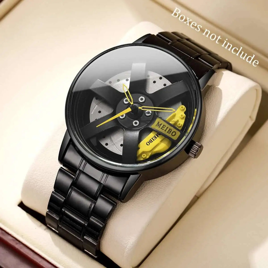 Montre Homme Sport Roue 3D Auto – Bracelet Acier Inoxydable Business Fashion