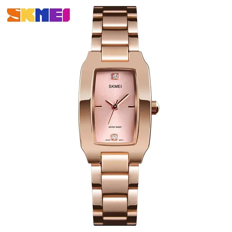Montre Femme Luxe SKMEI Strass Argenté Quartz Étanche – Fine & Élégante Fashion Casual