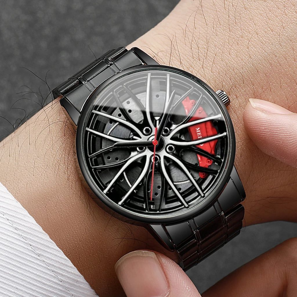 Montre Homme Sport Roue 3D Auto – Bracelet Acier Inoxydable Business Fashion