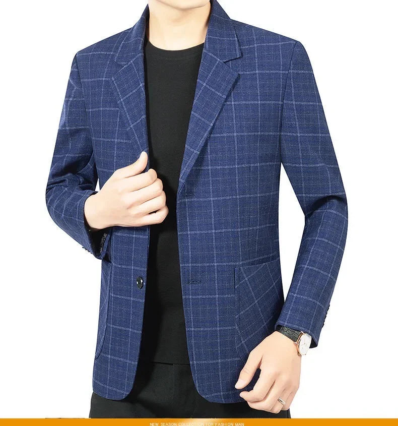 Herren Karo Blazer Slim Fit 4XL – Business Casual Jacke Frühling Herbst Premium Qualität