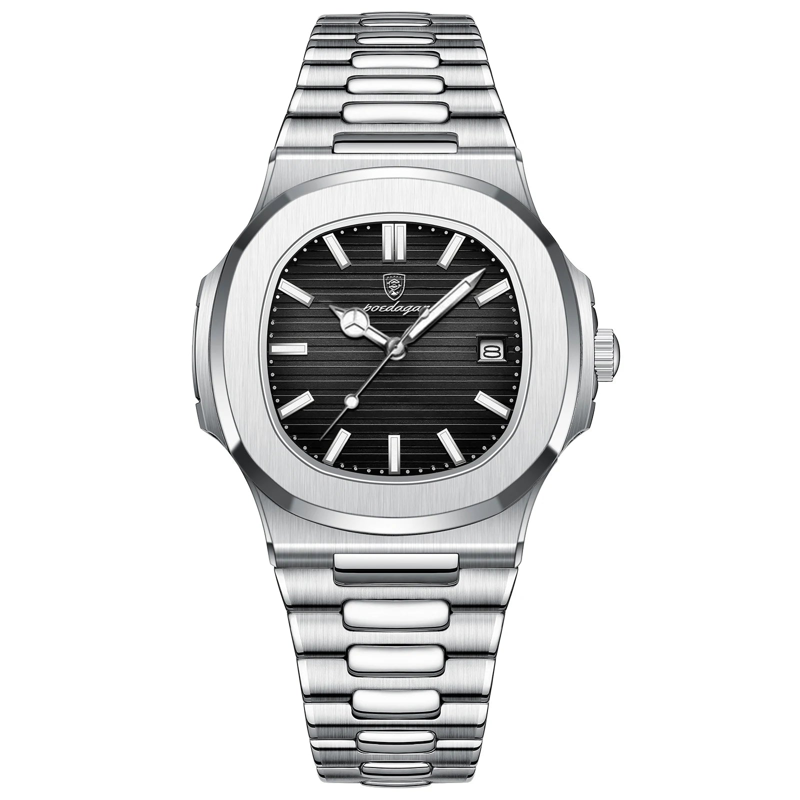 Montre Homme POEDAGAR Carré Luxe Quartz – Acier Lumineux Étanche Date Sport Business