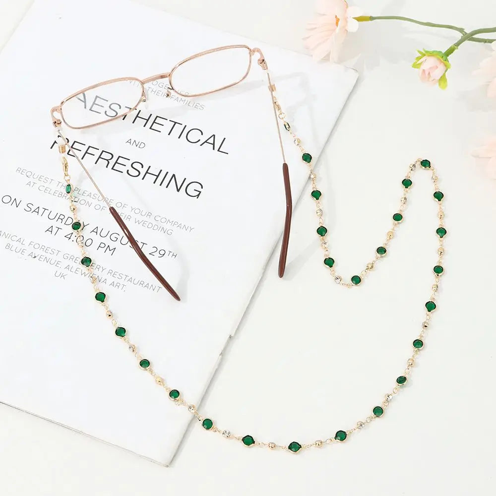 Chaîne de Lunettes Cristal Colorée – Cordon Lunettes de Soleil & Collier Tendance | Accessoire Femme