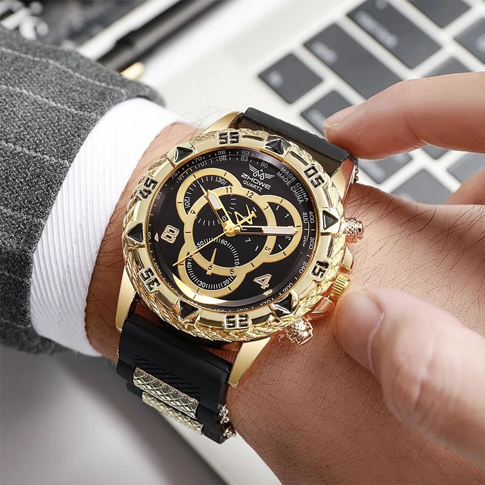 Montre Homme Sport Quartz Analogique Bracelet Silicone – Fashion Casual Tendance
