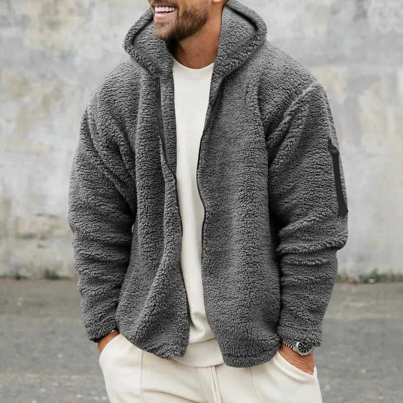 Veste Homme Automne Hiver Polaire Double Face Chaude Capuche Loose Casual Coupe-Vent – Manteau Chaud Tendance Saison Froide | Mode Homme Premium