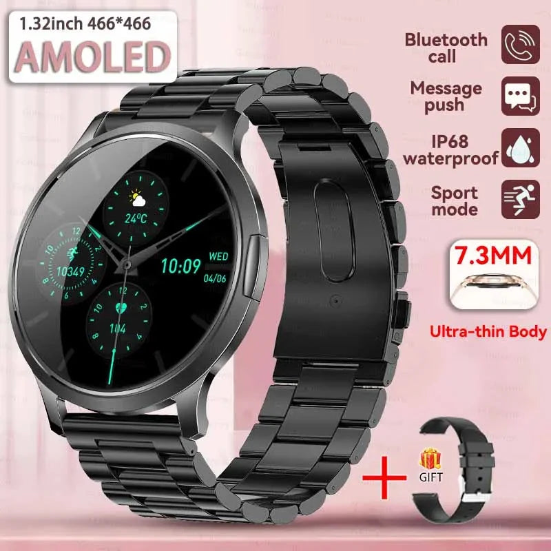 Smartwatch AMOLED 1.32" Unisexe 2025 – Cadran Personnalisable, Appels Bluetooth & Suivi Cardio | Sport & Fitness | Homme & Femme