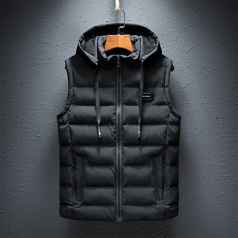 Gilet Homme Matelassé Coton À Capuche Zip – Sans Manches Casual Chaud Grande Taille Jusqu'au 6XL | Mode Homme Premium