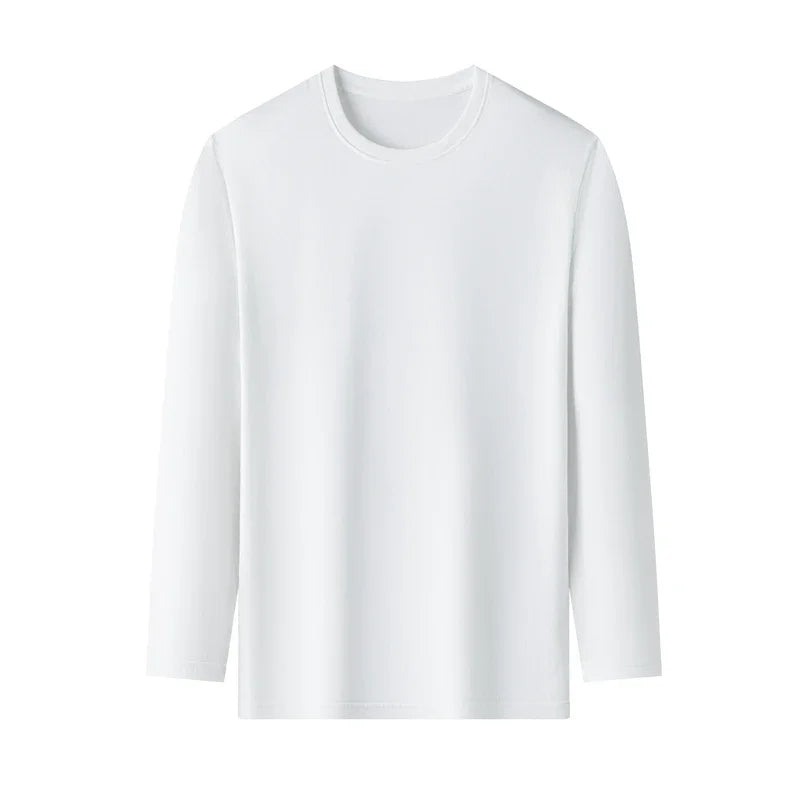 T-Shirt Homme Couleur Unie Col Rond Manches Longues Coton – Respirant Confortable Casual Été Multicolore | Mode Homme Essentiel