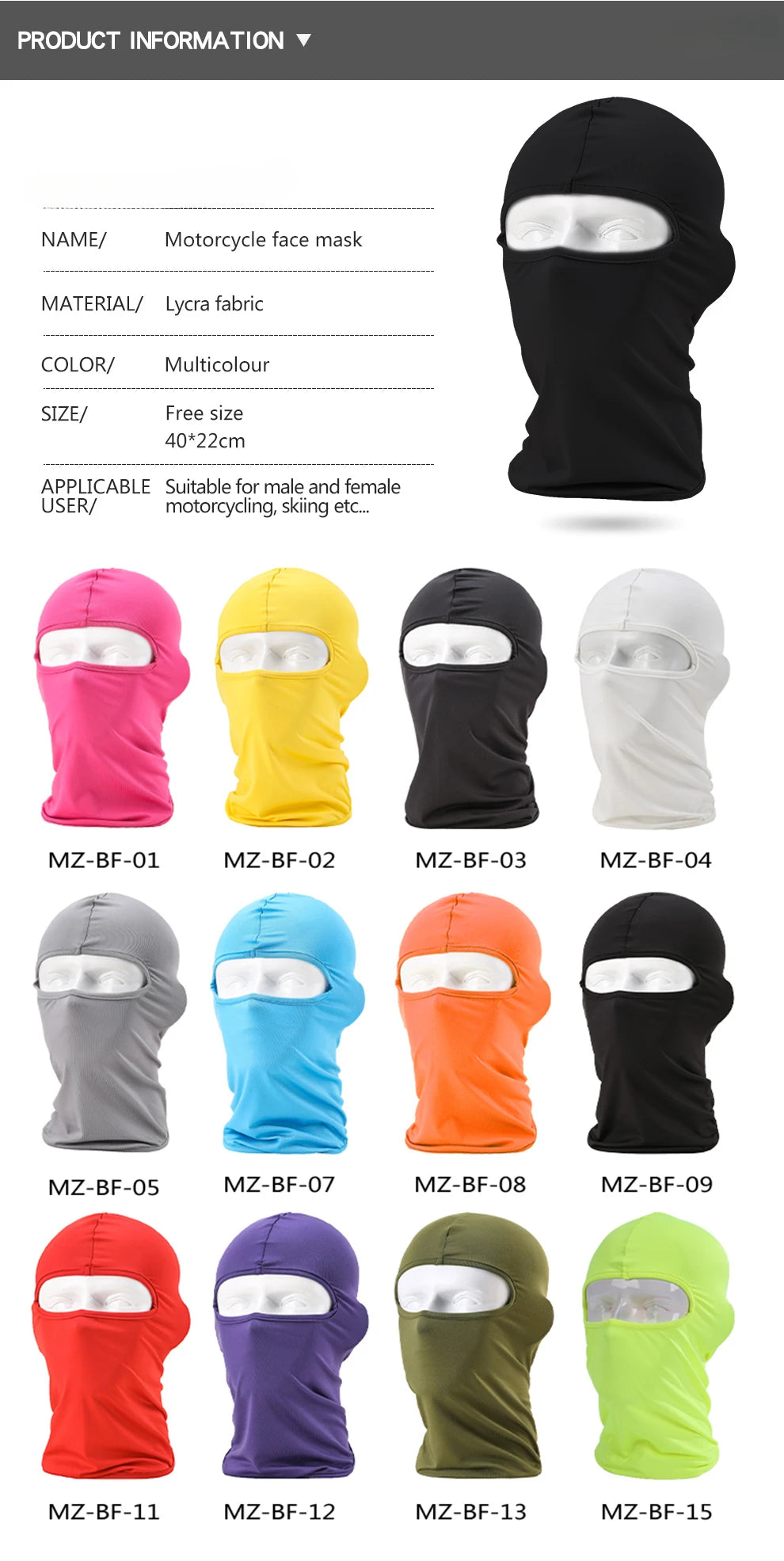 Cagoule Anti-UV Visage Complet - Moto, Vélo, Randonnée & Ski