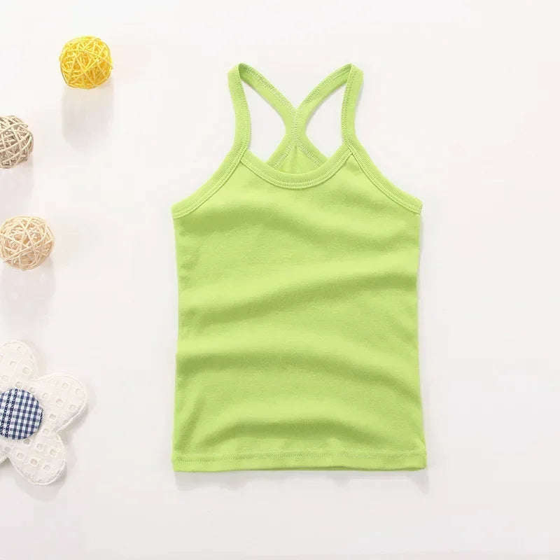 Débardeur Enfant Coton Couleur Unie – T-Shirt Sans Manches Sport Été Garçon Fille Casual