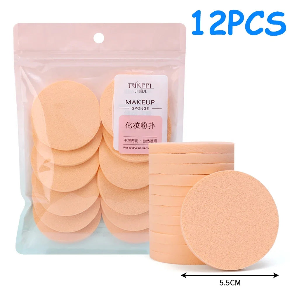 Lot 24 Éponges Rondes Maquillage – Poudre, Fond de Teint & Correcteur | Puff Sec & Humide Portable