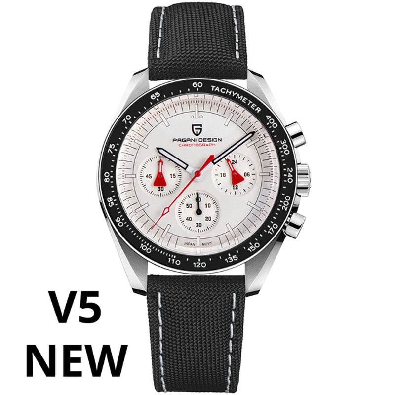 Montre Homme PAGANI DESIGN 2025 Lune Or Argent Quartz – Chronographe Saphir AR Date Auto