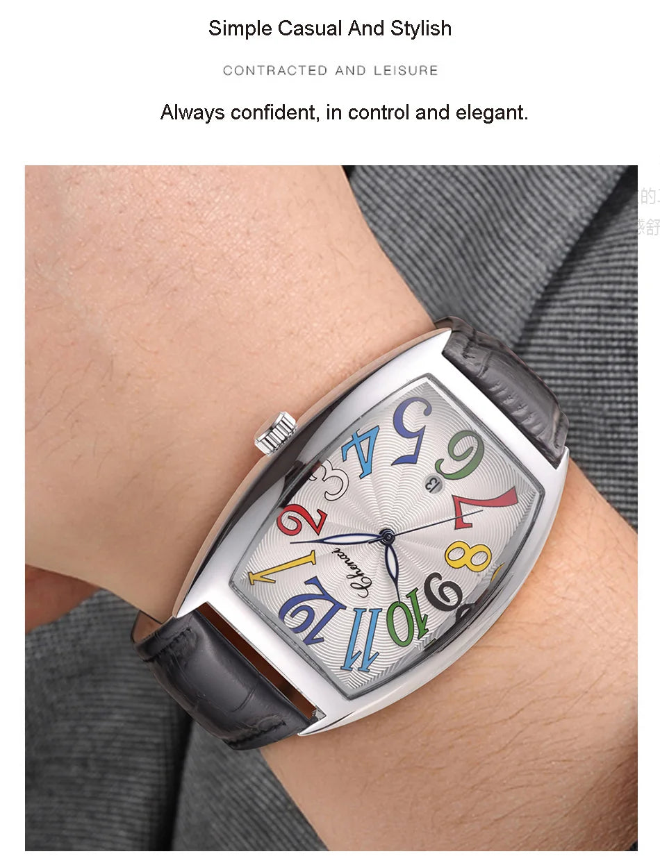 Montre Homme Bracelet Cuir Luxe Fashion Lumineux Quartz Calendrier Étanche Élégante Intemporelle | Montre Homme Cuir Luxe Fashion Lumineux Premium