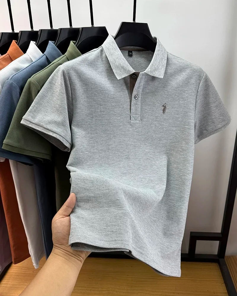 Polo Homme 100% Coton Manches Courtes Broderie Poney Élégant Golf Casual Été – Style Designer Premium | Mode Homme Luxe