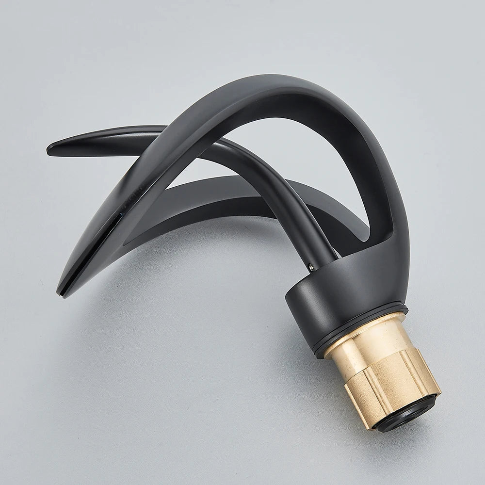 Black Brass New-Style Basin Faucet Bathroom Mixer Tap Hot Cold Water Deck Mounted Gold Luxury Sink Faucet
