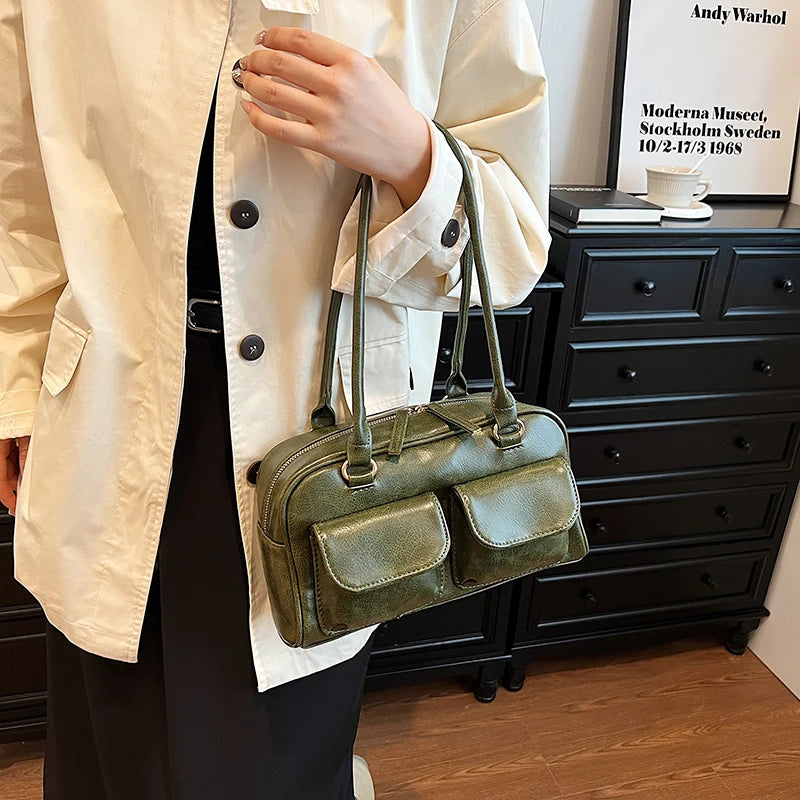 Mini Sac Épaule Double Poche Femme – Sac Aisselle Tendance 2025 Designer Luxe Purse