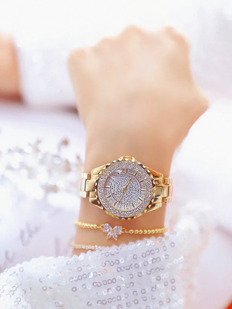 Montre Femme Or Bracelet Dress Luxe 2025 – Acier Complet Élégante Fashion Top Brand