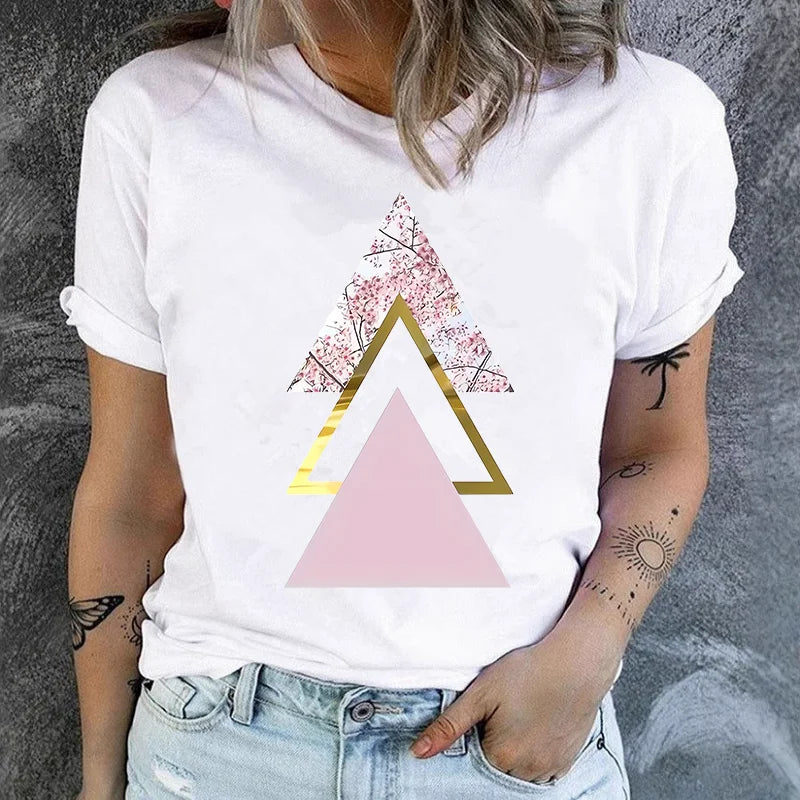 T-Shirt Modal Damen bedruckt A-Linie Rosa – Rundhals Kurzarm | Sportlich-Chicer Sommer-Stil