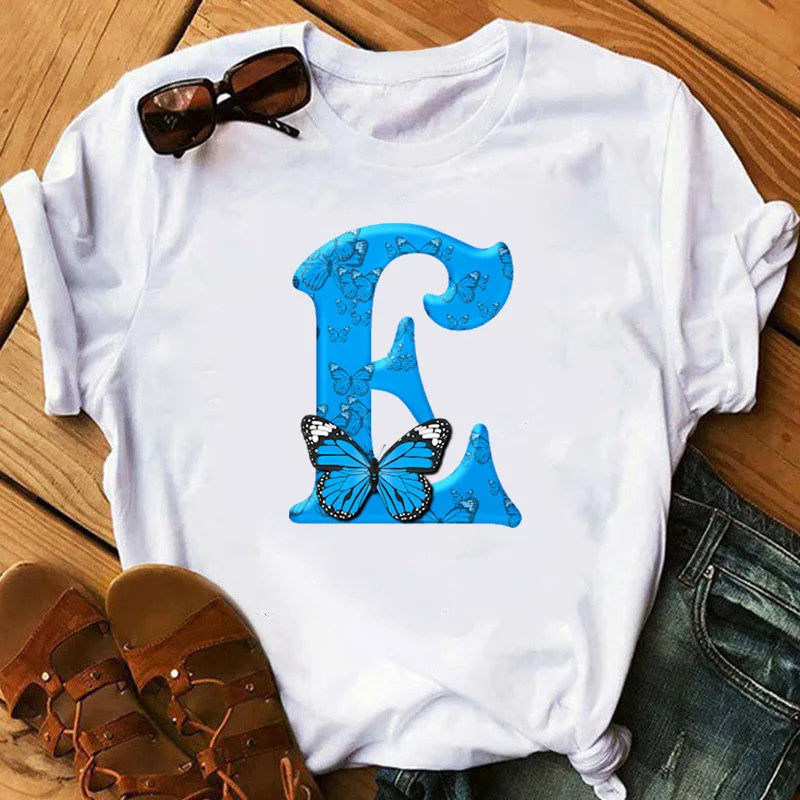 T-Shirt Oversize Femme Imprimé Papillon & Lettres Manches Courtes – Style Harajuku Graphic | Tendance Été