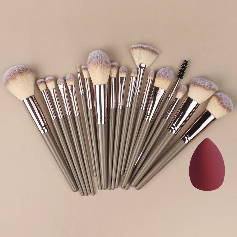 Set Pinceaux Maquillage Professionnel 1 à 20 Pcs – Blush, Highlighter, Fond de Teint & Fard | Ultra-Doux Femme