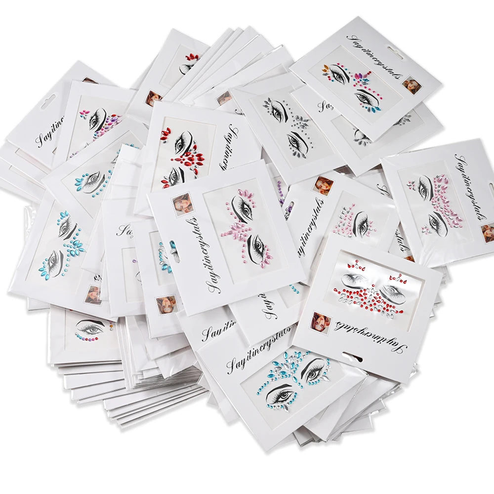 Stickers Strass Visage – Tatouages Temporaires Glitter Diamant | Fête & Maquillage