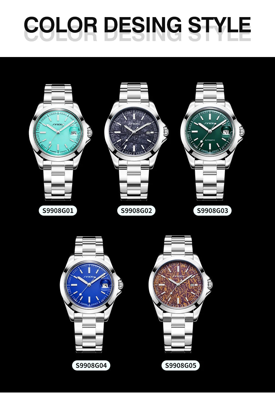 Montre Homme SINOBI Quartz Casual Calendrier – Acier Inoxydable Design Original Cadeau