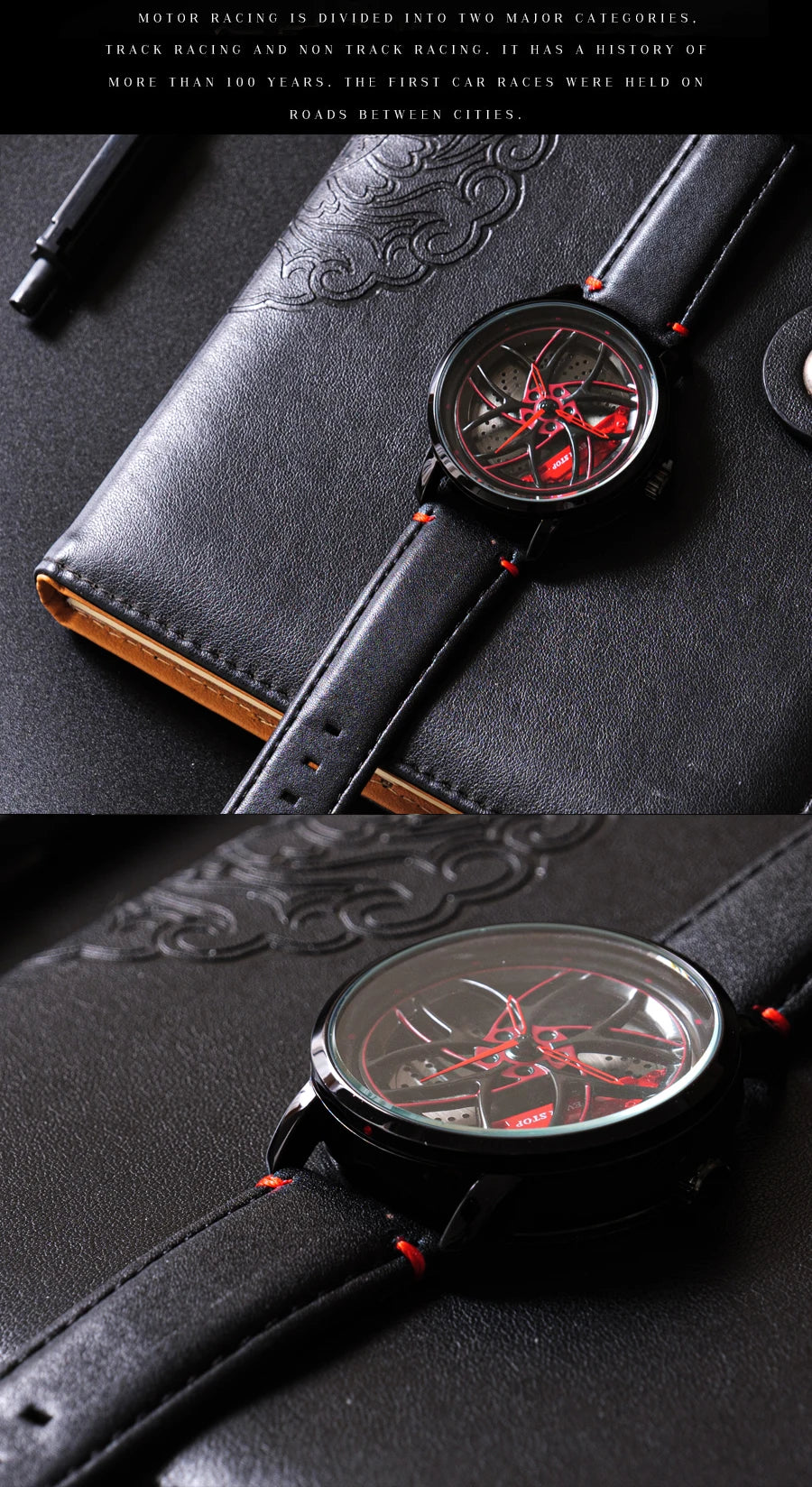 Montre Homme UTHAI CQ323 Squelette Roue Tournante Quartz – Design Unique Cool Cadeau