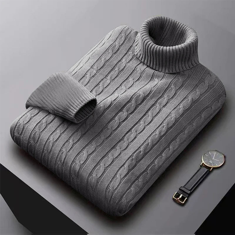 Herren Rollkragenpullover Hochwertig Gestrickt Einfarbig Warm Lässig Wolle Pullover Outdoor Winter Bequem Trendig – Premium Stehkragen Pullover Alle Jahreszeiten | Herrenmode Winter Premium