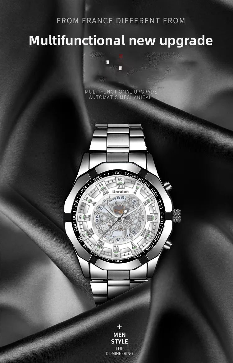 Montre Homme Automatique Calendrier Lumineux Chiffres Romains – Business Étanche Élégante