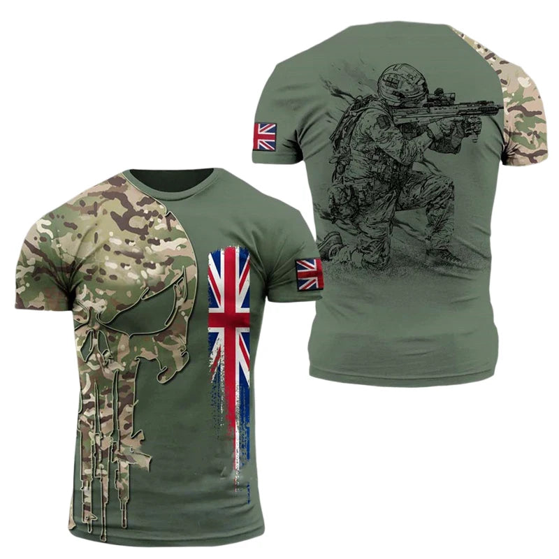 T-Shirt Homme Drapeau Britannique Graphic 3D Imprimé Camouflage Terrain Gym Haute Qualité Manches Courtes Été Casual Patriotique Tendance Confortable – T-Shirt Graphic 3D Premium Drapeau Britannique Camouflage | Mode Homme Graphic Premium